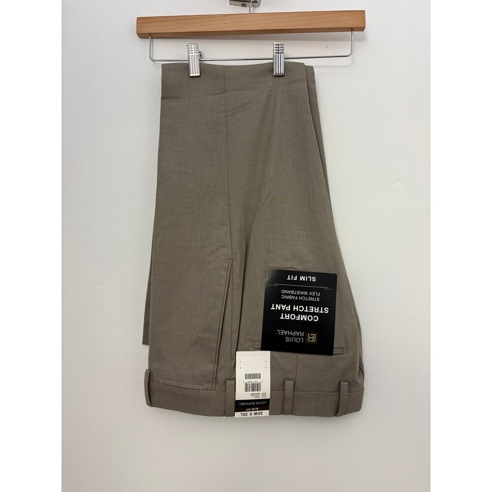 NWT Louis Raphael Olive Comfort Stretch Slim Fit Dress Pants 30x30